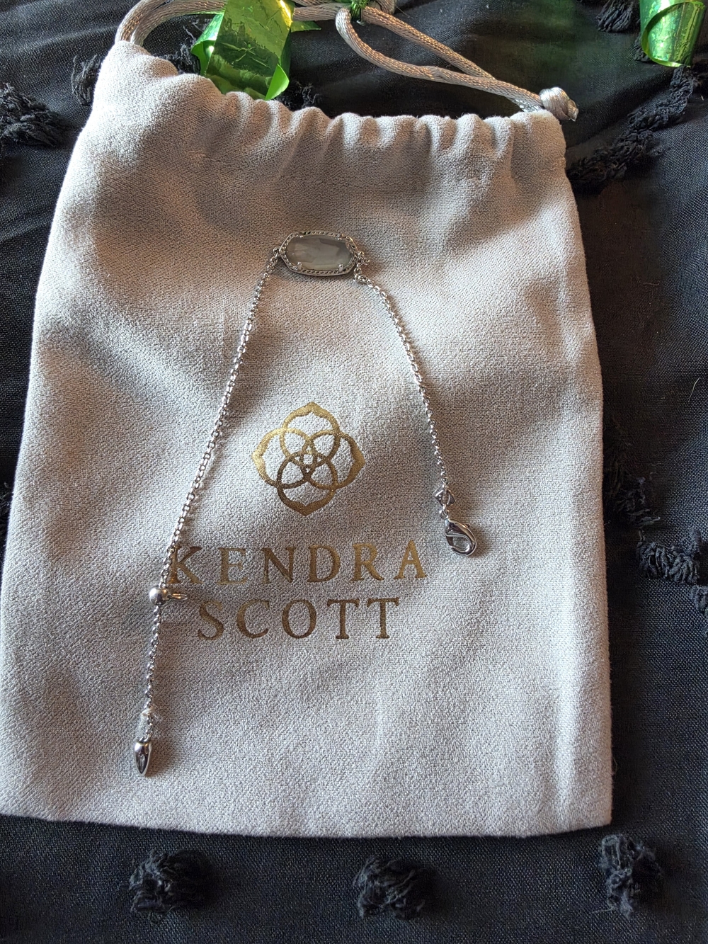 Kendra Scott Silver Adjustable Chain Bracelet with Oval Charm